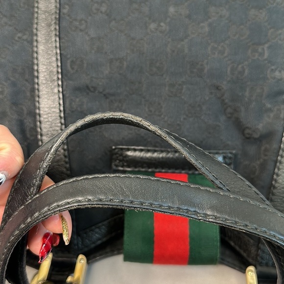 Gucci Black GG Canvas Medium New Ladies Web Tote - Picture 11 of 12